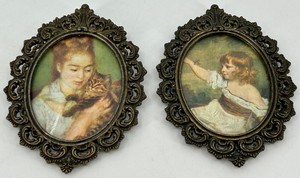 Pair of Vintage Italian Ornate Oval Picture Frames