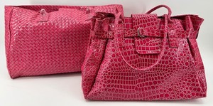 New Hot Pink Tote & Handbag with Crocodile Embossed Pattern - Mixed Lot (Lot of 2)