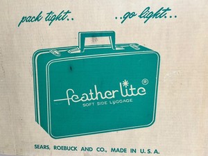 Vintage Featherlite Sears Soft-Side Suitcase - 23 X 8 X 17 in
