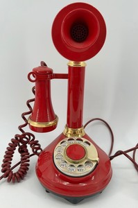 Vintage Red Bell System Rotary Dial Telephone