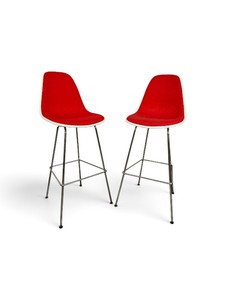 Set of two Herman Miller Eames Upholstered Molded Plastic Stool retails new for $1,339 each