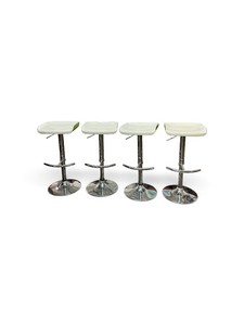 Set of Four VinylChrome Adjustable-Height Barstools Lime