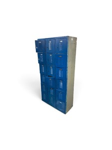 Multi-Tier Blue Metal Box-Style Storage Locker Unit