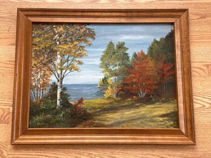 June Benson 1978 Framed Autumn Lakeside Landscape Painting