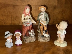 Vintage Figurine Lot incl Precious Moments & Pilgrim Decor