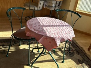 3-Piece Green Metal Patio Bistro Set Glass Top Table & 2 Chairs