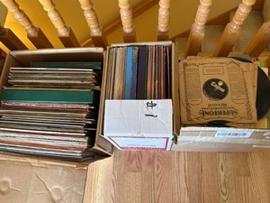 Box Lot of Assorted Vintage Vinyl Records LPs & 78 RPM Albums