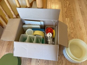 Vintage Plastic Kitchen Storage Containers Utensils & Lazy Susan Lot