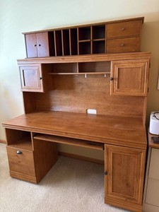 Traditional Wood Computer Desk With Hutch Storage Home Office 58in