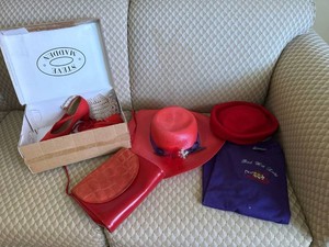 Red Hat Society Accessories Lot Hats Purse Shoes Shirt Tote Bag