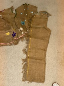 Handmade Burlap Costume Tunics Vest Set Rustic Folk Art Scarecrow