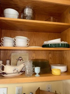 Box Lot of Assorted Mugs Bowls Bakeware Glassware Holiday Kitchenware