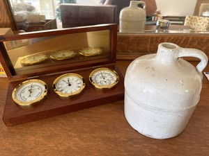 Howard Miller Desk Weather Station with Stoneware Jug Decor Lot