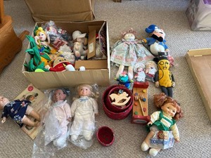 Vintage Plush Doll & Toy Box Lot Campbells Mr. Peanut Pillsbury