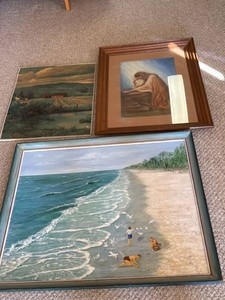 Lot of Framed Coastal Landscape & Religious Wall Art Prints