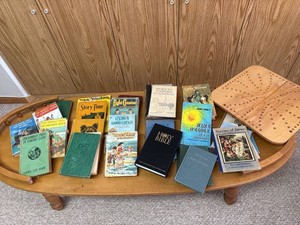 Mixed Vintage Book Lot Bobbsey Twins Little Women Bible Cribbage Board
