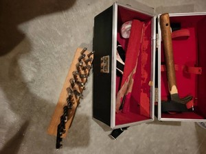 Assorted Hand Tools Drill Bits Wood Block Holder & Carrying Case
