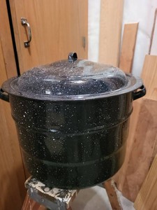 Vintage Black Speckled Enamelware Canner Pot & Roaster Pan Lot