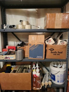 Box Lot of Assorted Garage Hardware Canning Jars and Shop Supplies