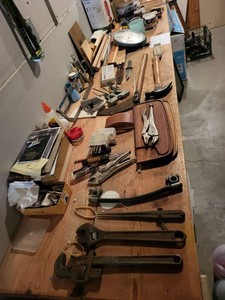 Assorted Hand Tools Hardware Lot w Jar Organizer Hammers Wrenches