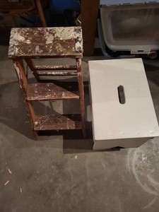 Wooden Step Stool & Folding Ladder Stool Mixed Utility Lot