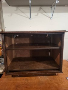 Vintage Wood Veneer Small Cabinet Bookcase Media Stand 33x20x25