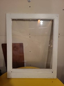 Vintage White Painted Wood Single Pane Window Sash Frame 24 x 30