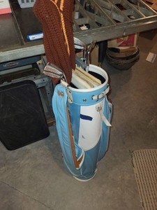 Vintage Northwestern Golf Club Set w Blue White Carry Bag