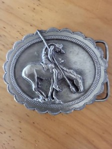 Siskiyou Buckle Co Native American Horseman Pewter Belt Buckle