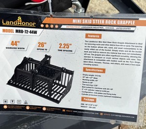 NEW LandHonor MRB-72-44W 44 Mini Skid Steer Rock Grapple