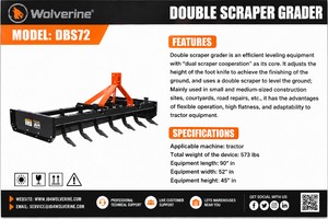NEW Wolverine DBS72 Double Scraper Grader  Tractor Attachment