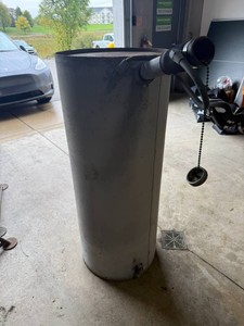 Large Cylindrical Metal Tank with Fill Pipe and Float Assembly - From Large Boat