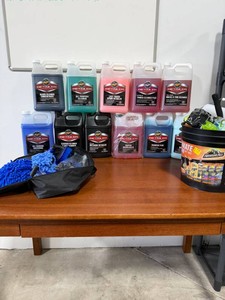 Lot of Meguiars Detailer Car Care Chemicals (Gallons)  Armor All Bucket & Accessories