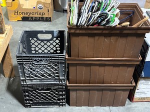Hard Plastic Totes, Milk Crates and Hangers