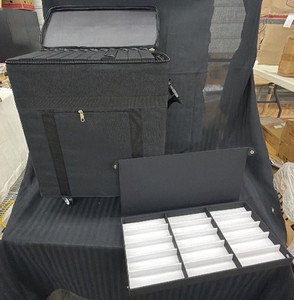 New - This looks like a rolling sunglasses (eyewear) - jewelry sample case, the kind sales reps and vendors use to carry and display inventory at trade shows, markets, or retail visits.