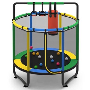 Brand New 55 Trampoline for Kids, Indoor Kids Trampoline with Gym Bar, Punching Bag, Rings, Ball Pit, Indoor Trampoline for Kids with Net, Mini Trampoline for Kids Ages 36, 110lbs Capacity