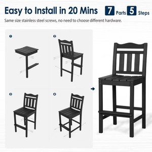 Brand New NALONE Outdoor Bar Stool, HDPE Tall Adirondack Style Bar Chair, Weather Resistant Bar Height Chair for Balcony, Garden, Yard and Backyard