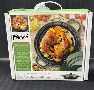 Brand New Parini 8 inch cast-iron grill pan with lid