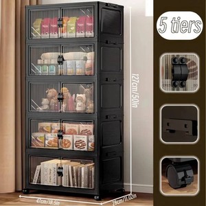 Brand New Onail Stackable Storage Bins,storage Cabinet with a Lid,5 Pack Black
