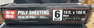 Brand New - Grip Wright poly sheeting 16 x 100 black six mil. new roll