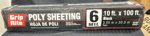 Bran New - Grip right construction grade poly sheeting 10 x 100 black color six Mil