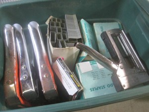 (CS) Small Covered Tote Full of Staple Guns and Staples