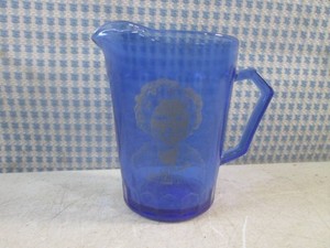 (FS) Vintage Shirley Temple Cobalt Blue Glass Creamer Pitcher