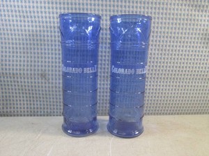 (FS) 2 Vintage Colorado Belle Casino Laughlin Nevada Cobalt Blue Glass Souvenir GlassesVases 10 Tall