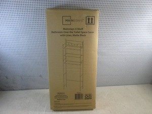 (EW3) Mainstays 3-Shelf Bathroom Over the Toilet Slace Saver with Liner in Matte Black