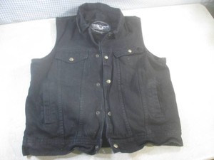 (RCK) M-Boss Motorcycle Apparel Co. Black Denim Lined Vest Size L
