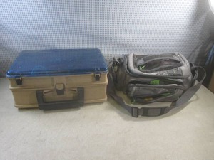 (BSB) Cabelas Fishing Tackle Bag and Plano Fishing Tackle Box with Contents