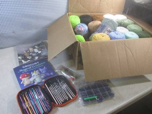 (EW4) Box Full of NeYarn and Crochet Needles Etc