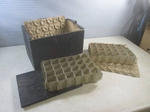 (CSB) Vintage Wood Egg Crate Box with Metal Handle 3 Layers with Dividers 13 x 8 34 x 8 58 High