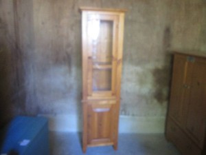 (UD1) Handmade Wood Tall Upright Storage Cabinet with Plexi Front Upper Doors and Lower Storage 76 12 H x 22 W x 13 D